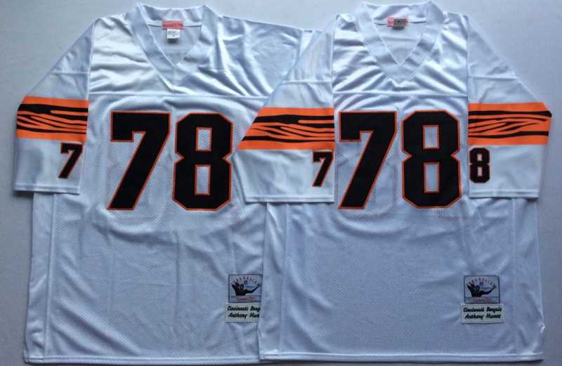 Bengals 78 Anthony Munoz White M&N Throwback Jersey->nfl m&n throwback->NFL Jersey